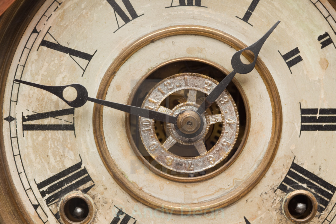 Worn Vintage Antique Clock Face And Mechanism License Download