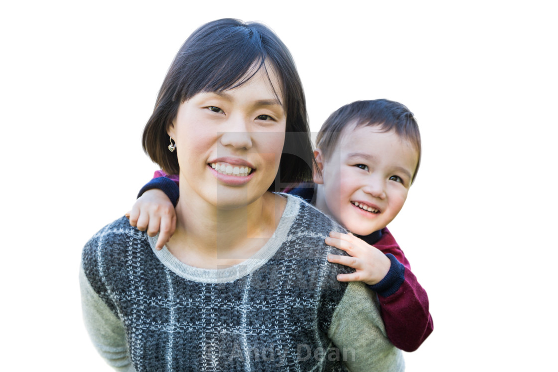 Happy Asian Mother And Daughter Having Fun Outdoor