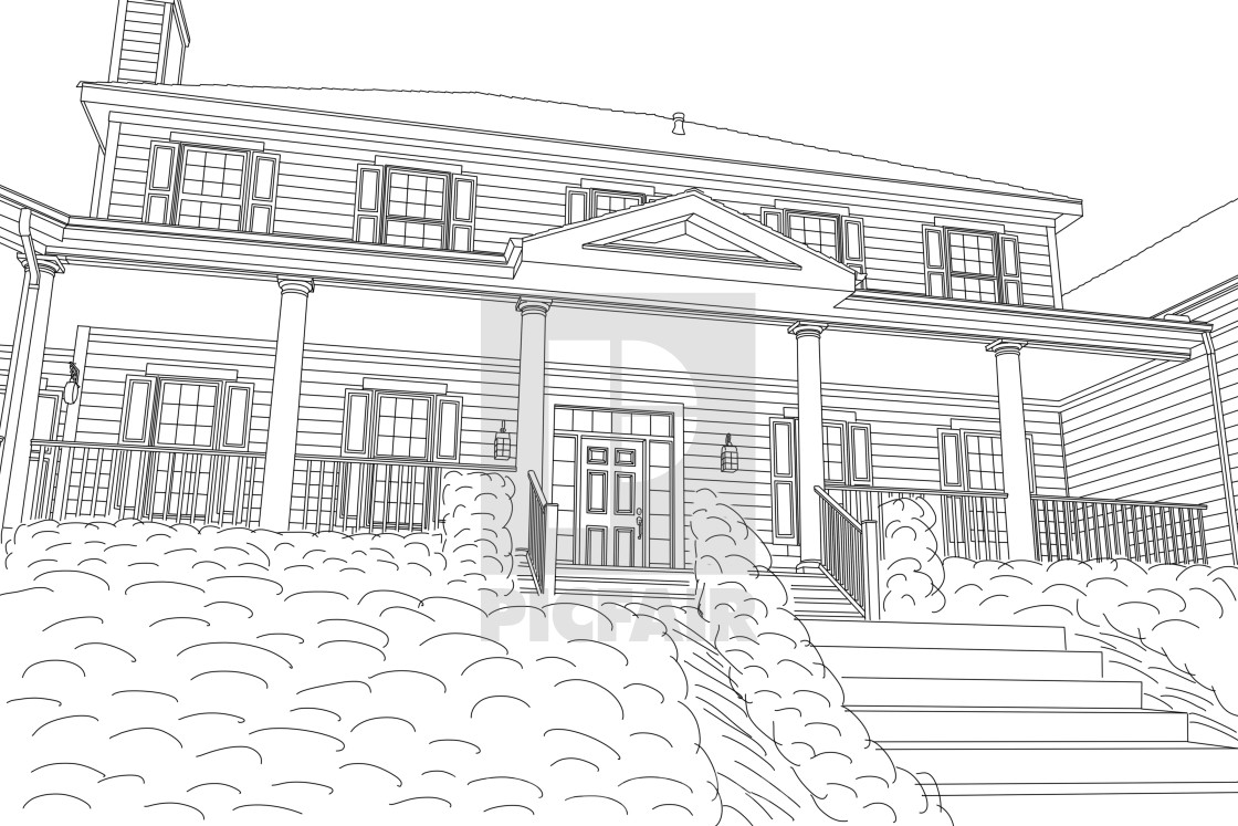beautiful custom house drawing on a white background license download or print for 6 20 photos picfair https www picfair com pics 06275961 beautiful custom house drawing on a white background