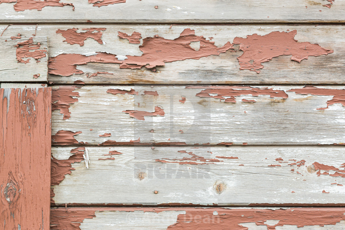 Weathered Wood Panel Wall With Peeling Paint Textured Background