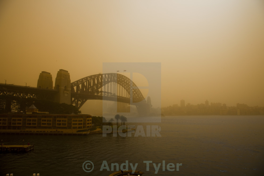 "Sydney Harbour Bridge in the Dust Storm of 2009" stock image