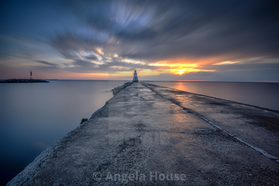 "Southampton Lighthouse at Sunset" stock image