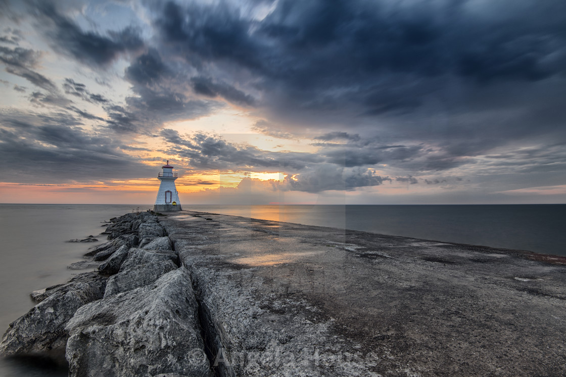 "Southampton Lighthouse at Sunset 2" stock image