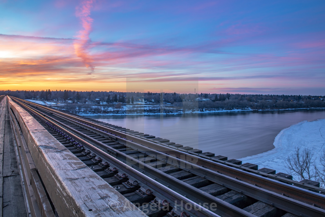 "Sunset over Bridge in Saskatoon" by Angela House - $18.82 "Sunset over Bridge in Saskatoon" stock image