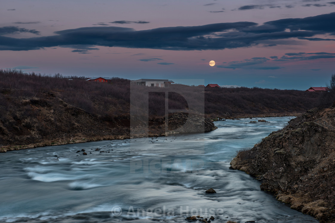 "Downstream from Bruarfoss Waterfall, Iceland" stock image