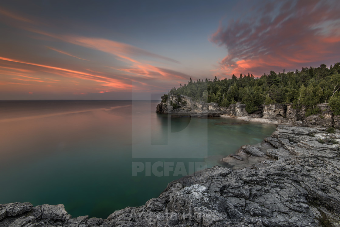 "Indian Head Cove at Sunset" stock image