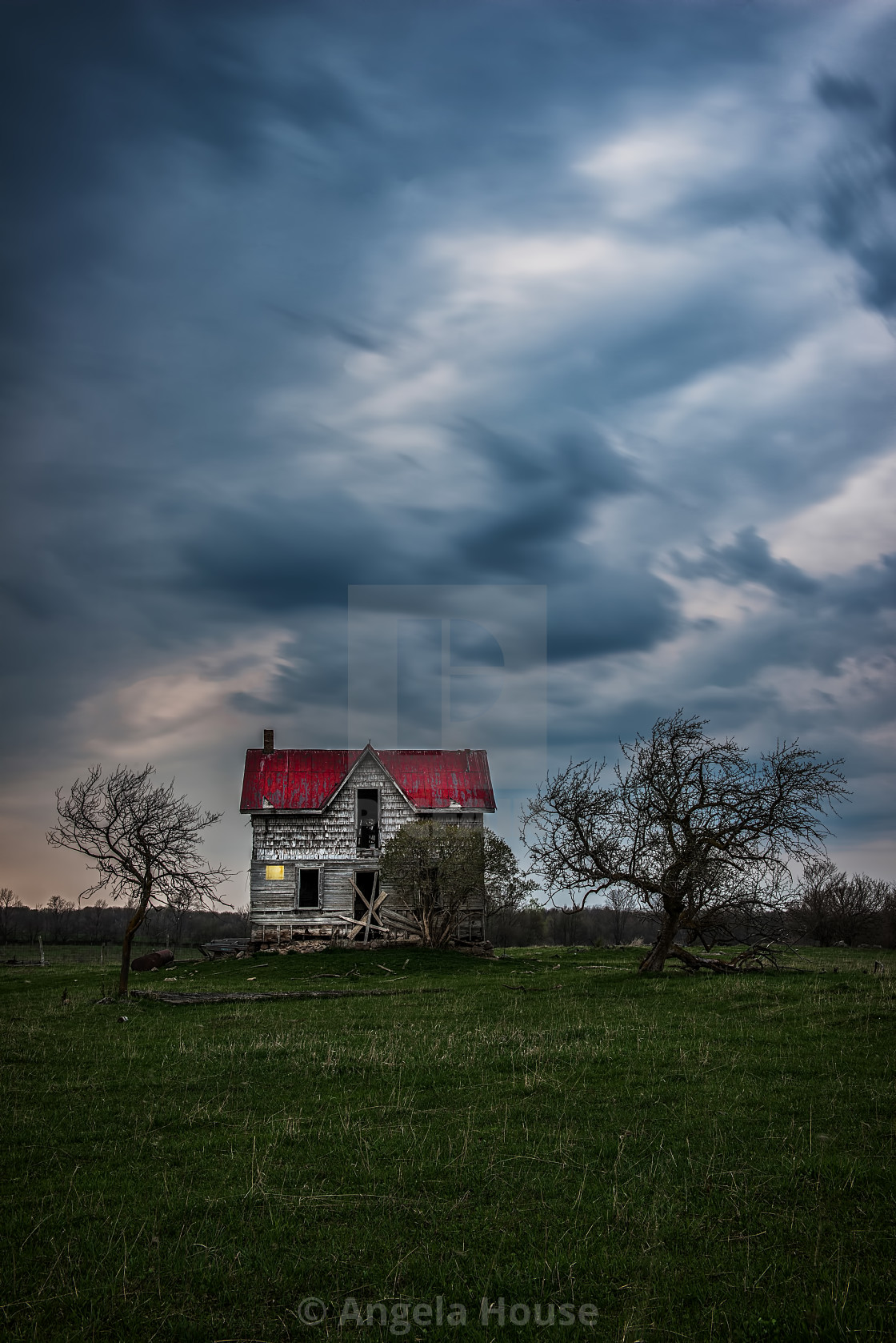 "Night falling over Abandoned House" stock image