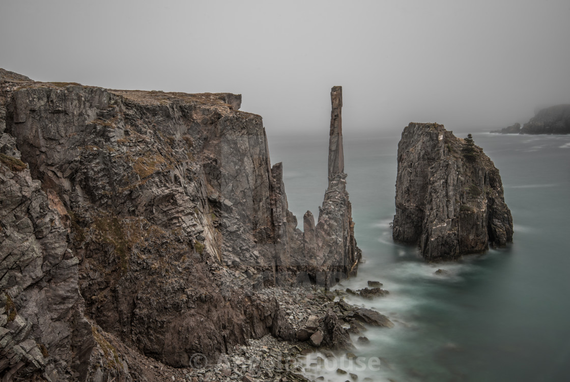 "Spillar's Cove surrounded by fog" stock image