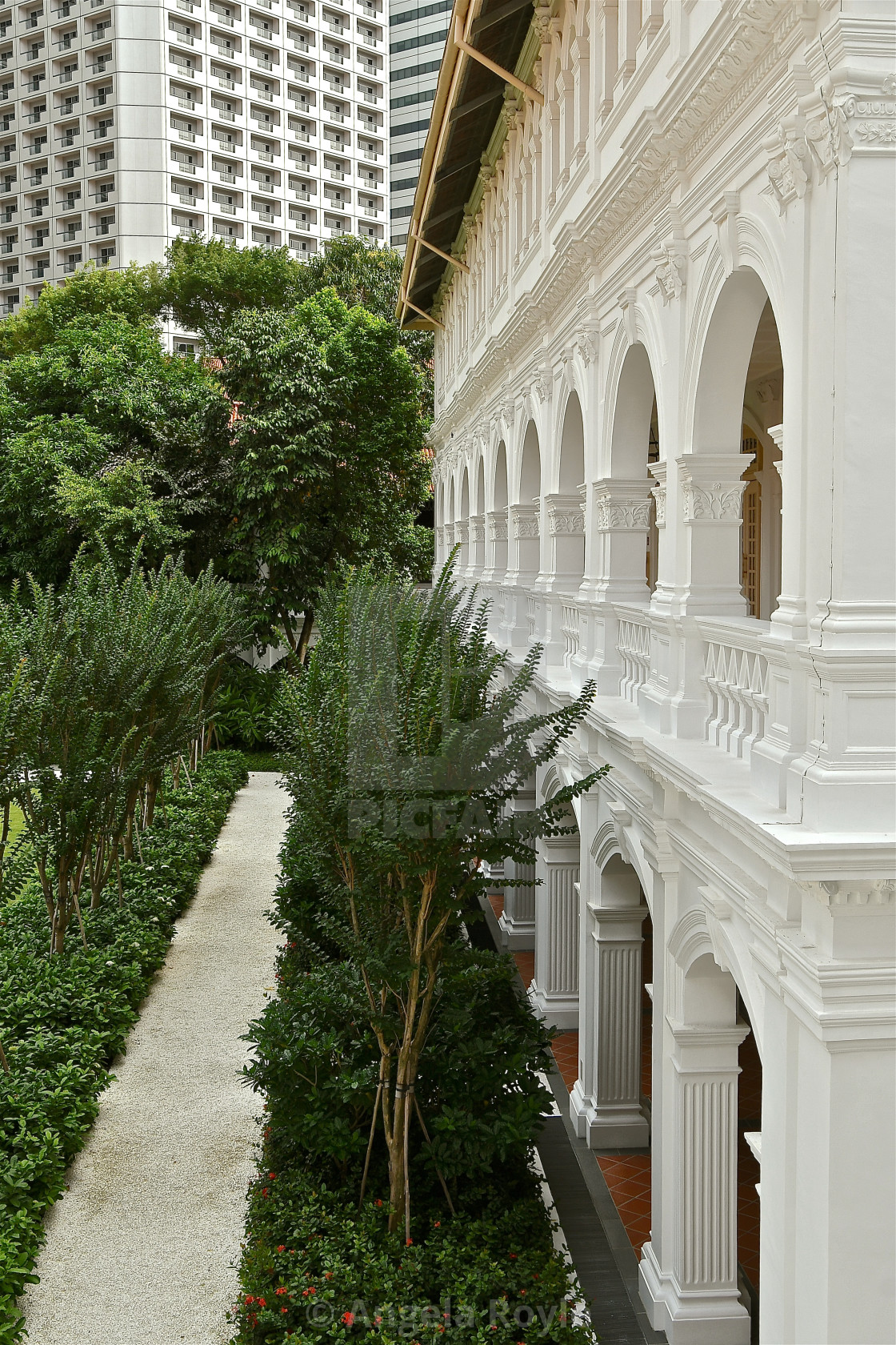 "Perspective view of a colonial building" stock image