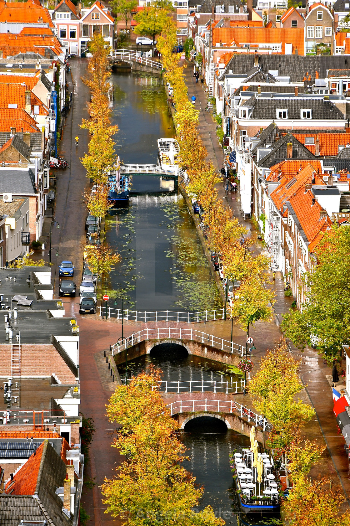 "Aerial view of Dutch canal" stock image