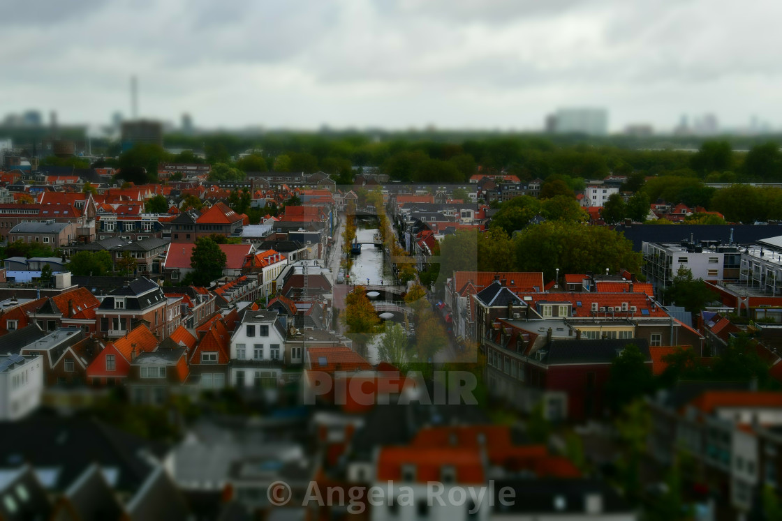 "Aerial view of a Dutch canal" stock image