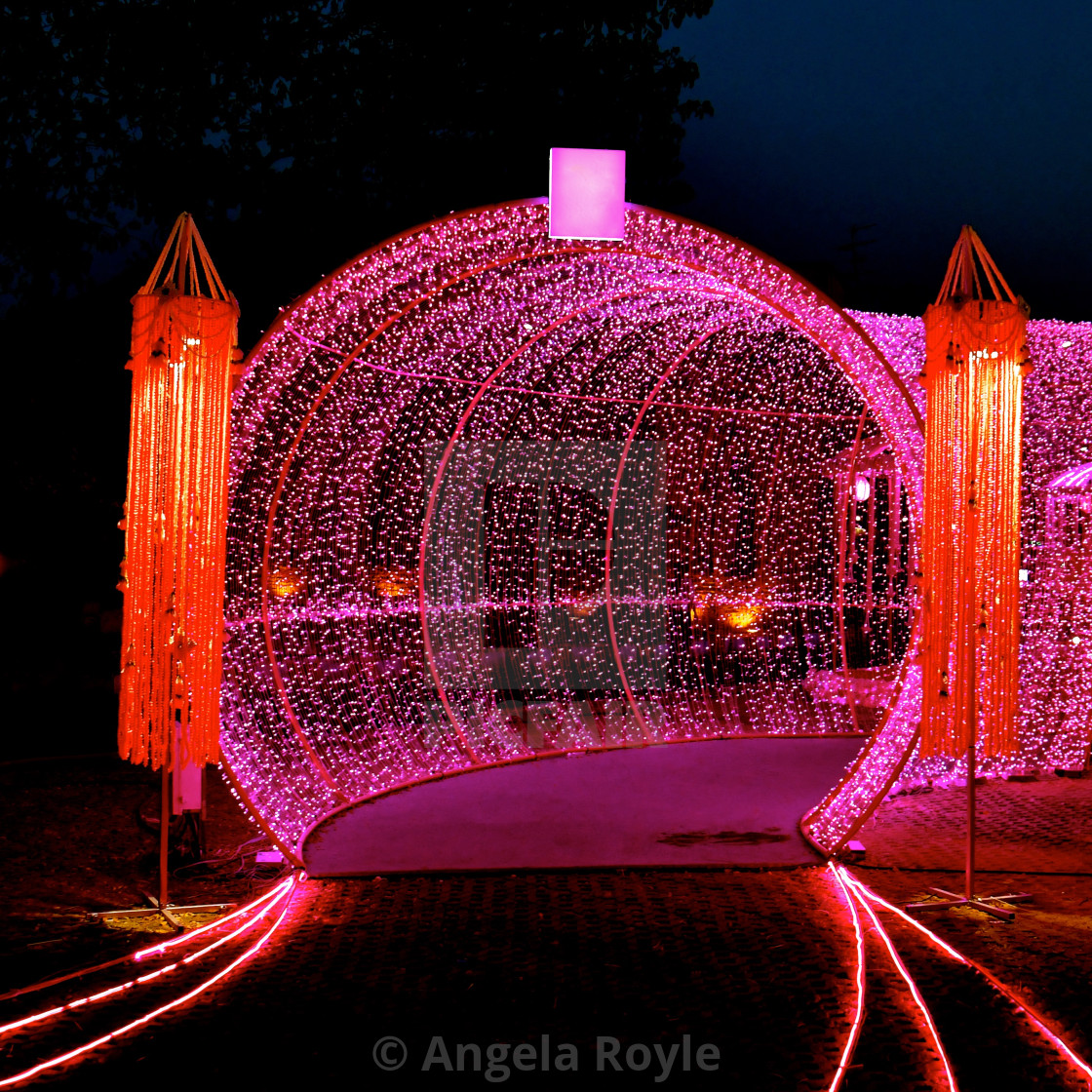 "Illuminated pink archway" stock image