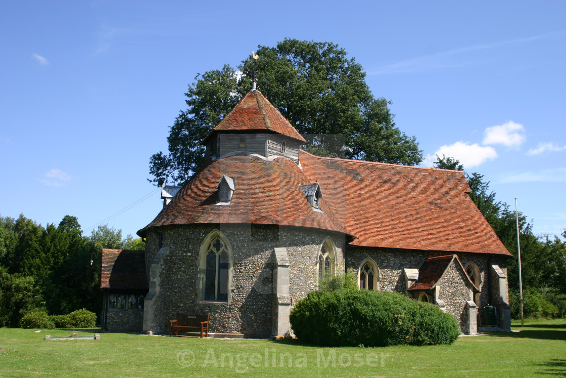 "Church of St John the Baptist, Little Maplestead." by Angelina Moser - $37.78 "Church of St John the Baptist, Little Maplestead." stock image
