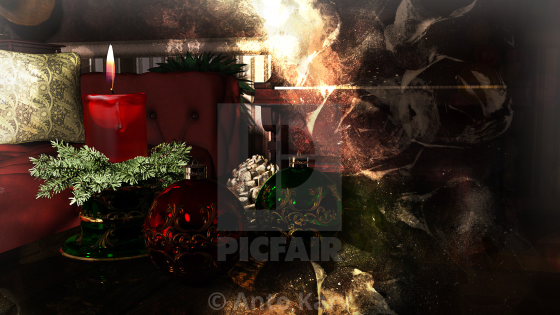 Christmas Candle And Ornaments Over Indoor Dark Background License Download Or Print For 6 20 Photos Picfair