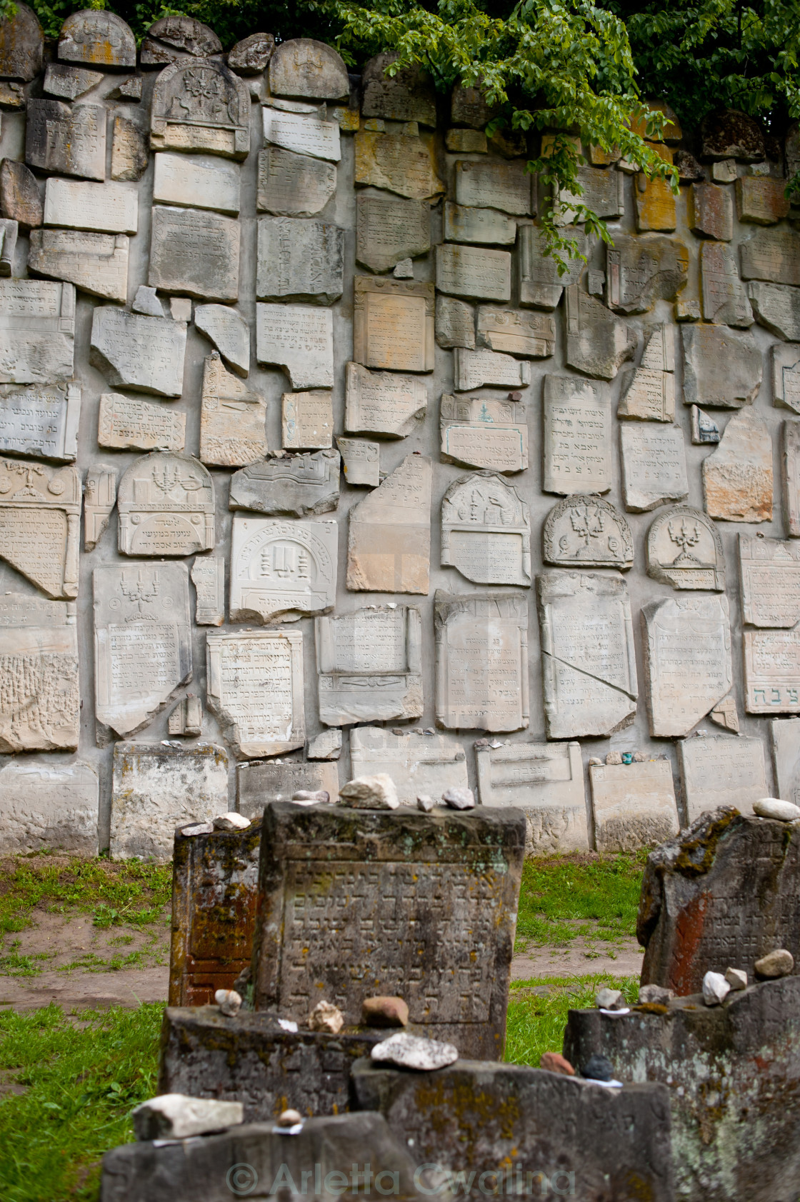 "Wall of macewa slabs broken" stock image