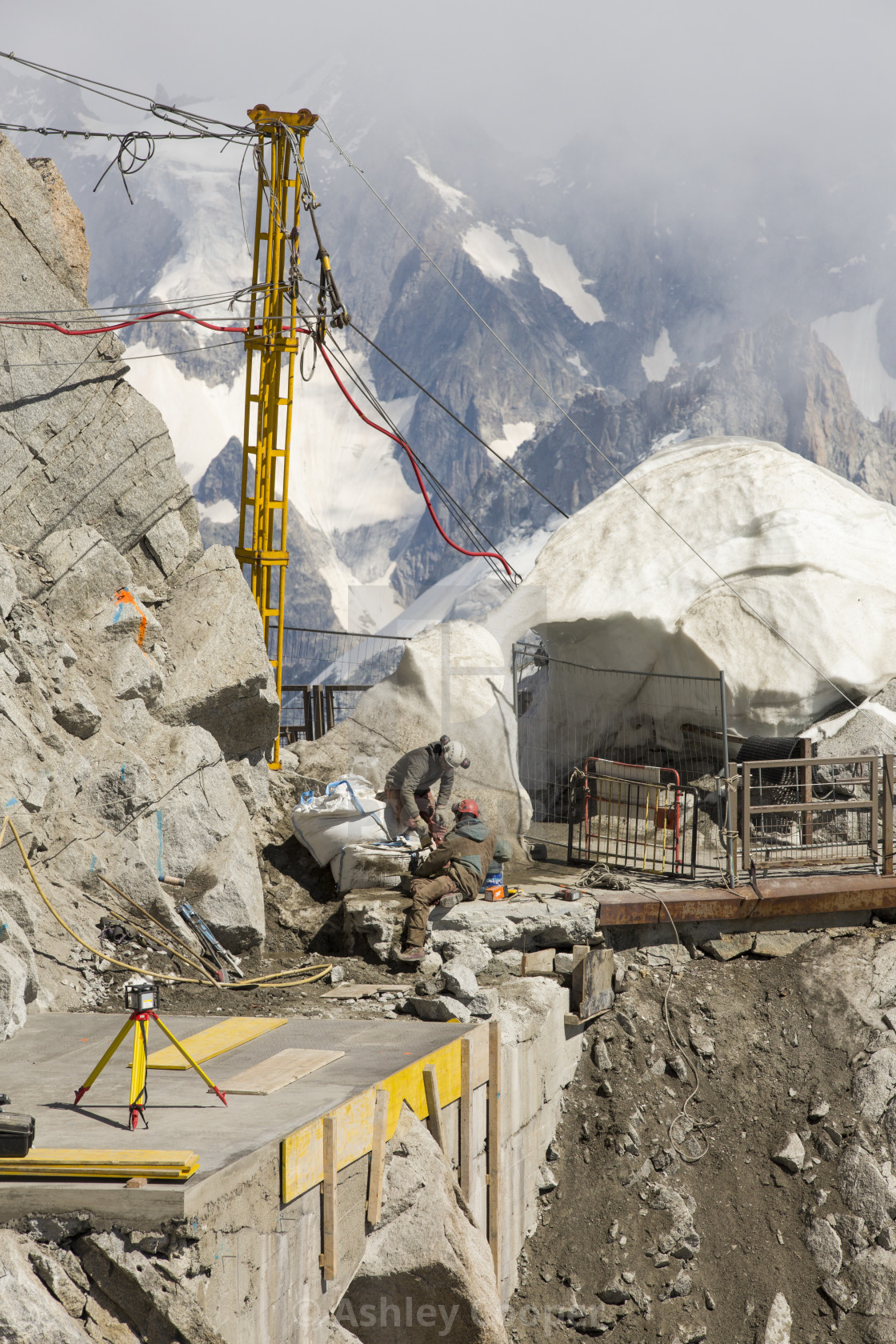 Specialist Construction Workers On The Aiguille Du Midi Above Chamonix France License Download Or Print For 37 Photos Picfair