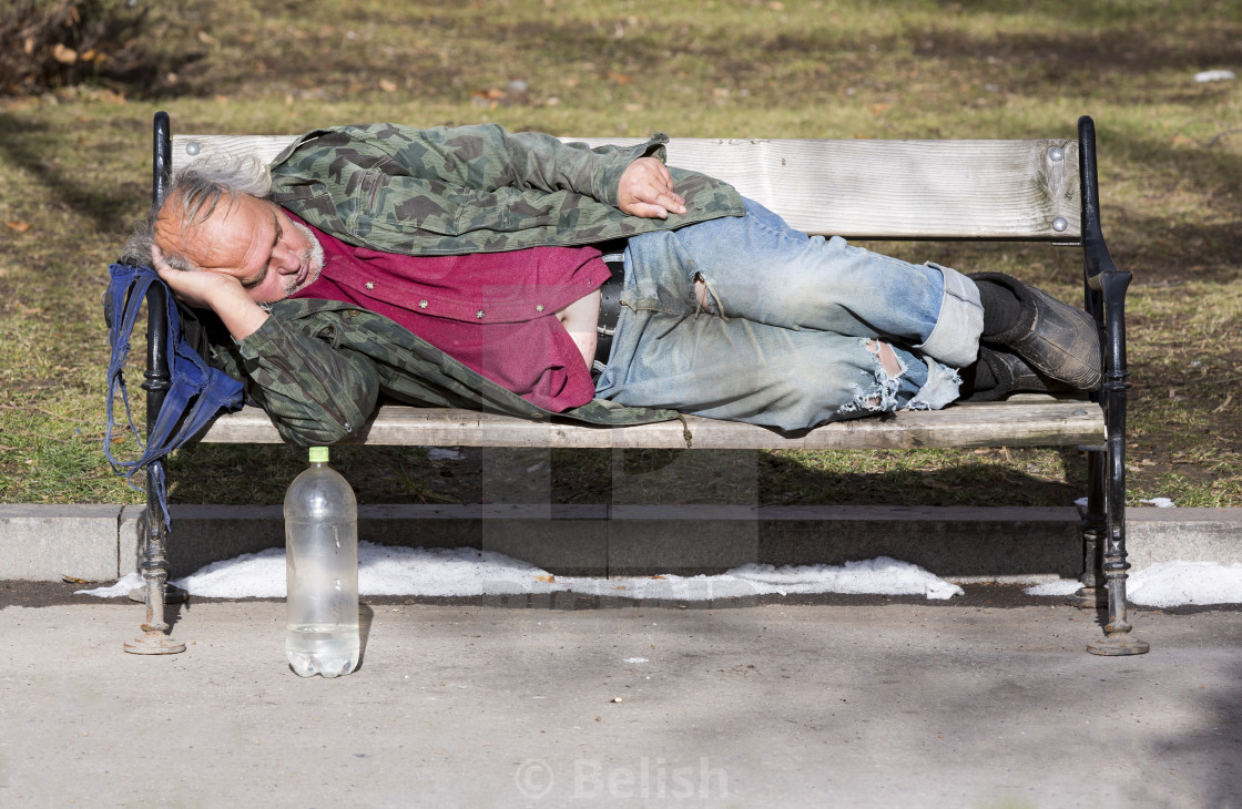 Homeless Man Sleeping On A Bench License Download Or Print For 6 Photos Picfair