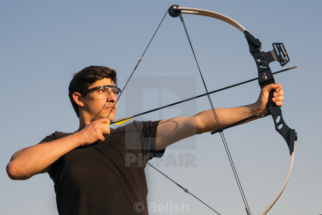 Archer Draws His Compound Bow License Download Or Print For 6 Photos Picfair