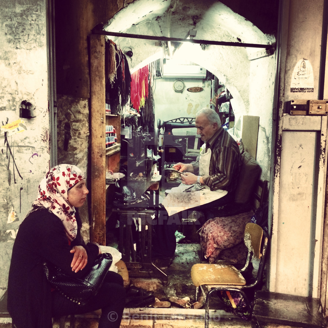 "Cobbler, East Jerusalem" stock image