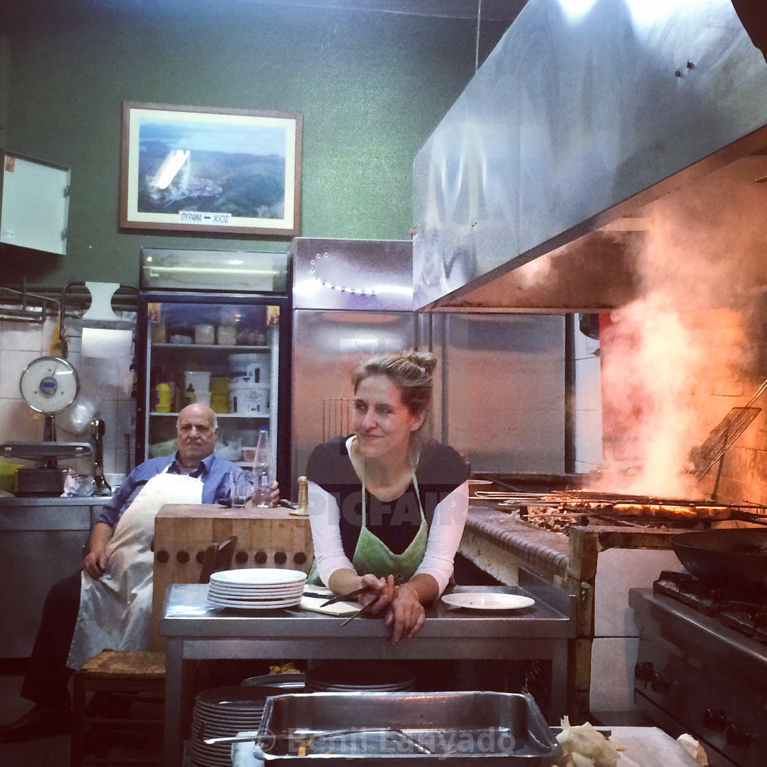"Greek Taverna kitchen" stock image