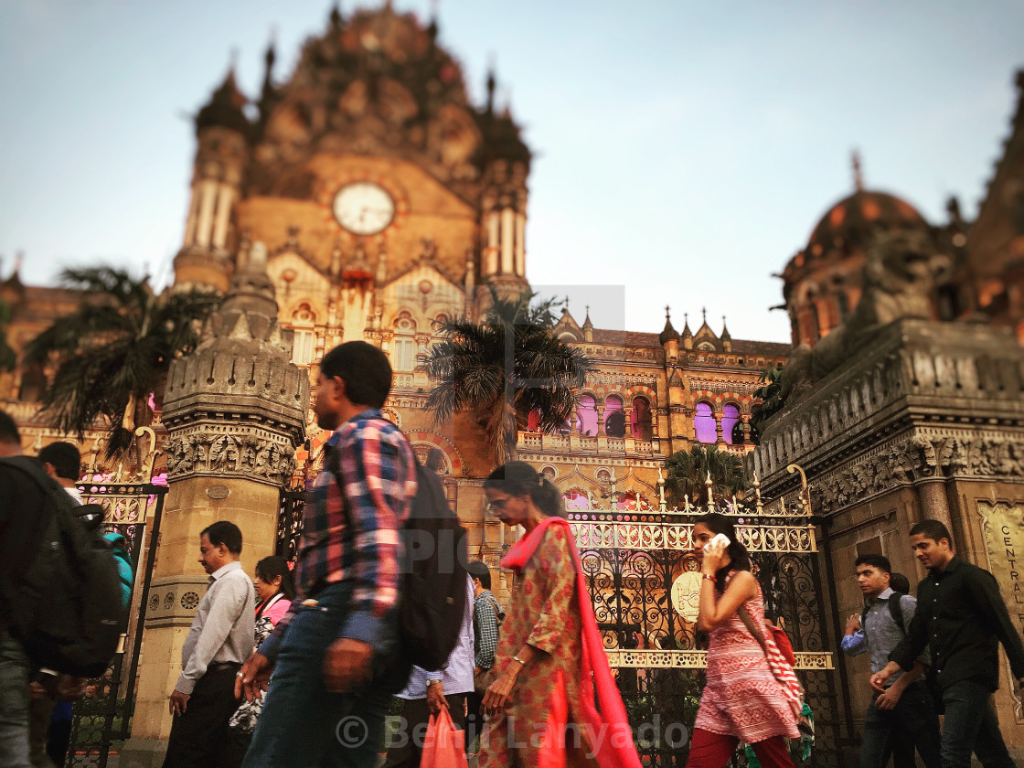 "Pedestrians at Mumbai CST (Victoria Station)" stock image