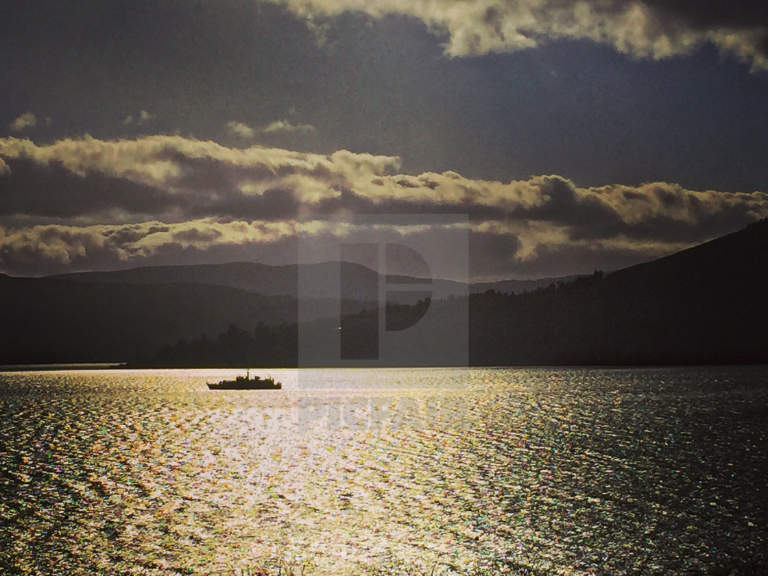 "Frigate on Loch Long, Argyll and Bute, Scotland" stock image