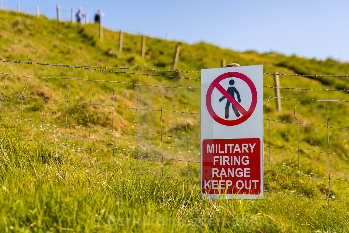 "Sign: Military firing range keep out" stock image