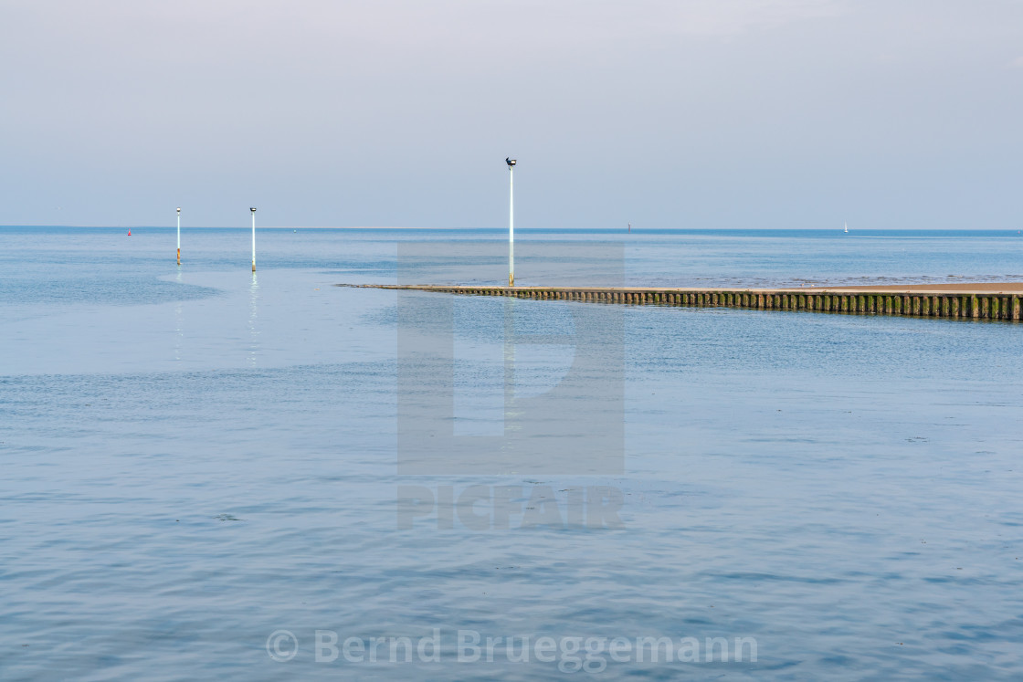 "View from Knott End-on-Sea towards Fleetwood, Lancashire, Englan" stock image