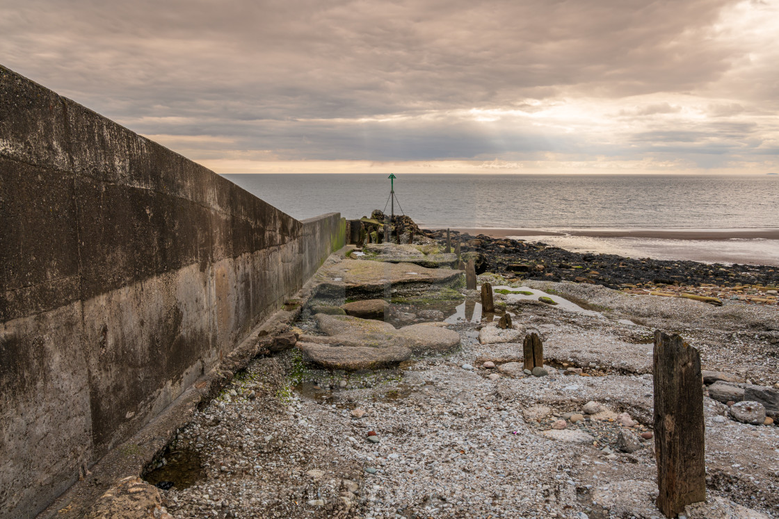 "Walls of the Marina in Harrington, Cumbria, England" stock image