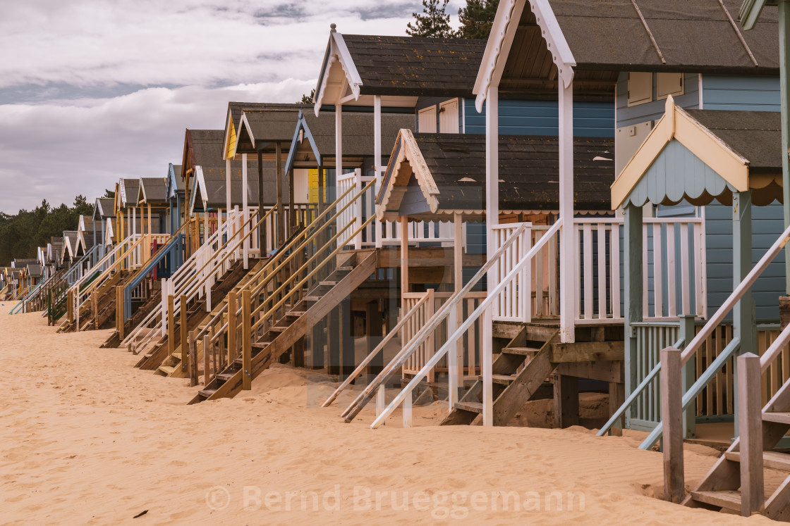 "Beach Huts in Wells-next-the-Sea, Norfolk, England" stock image