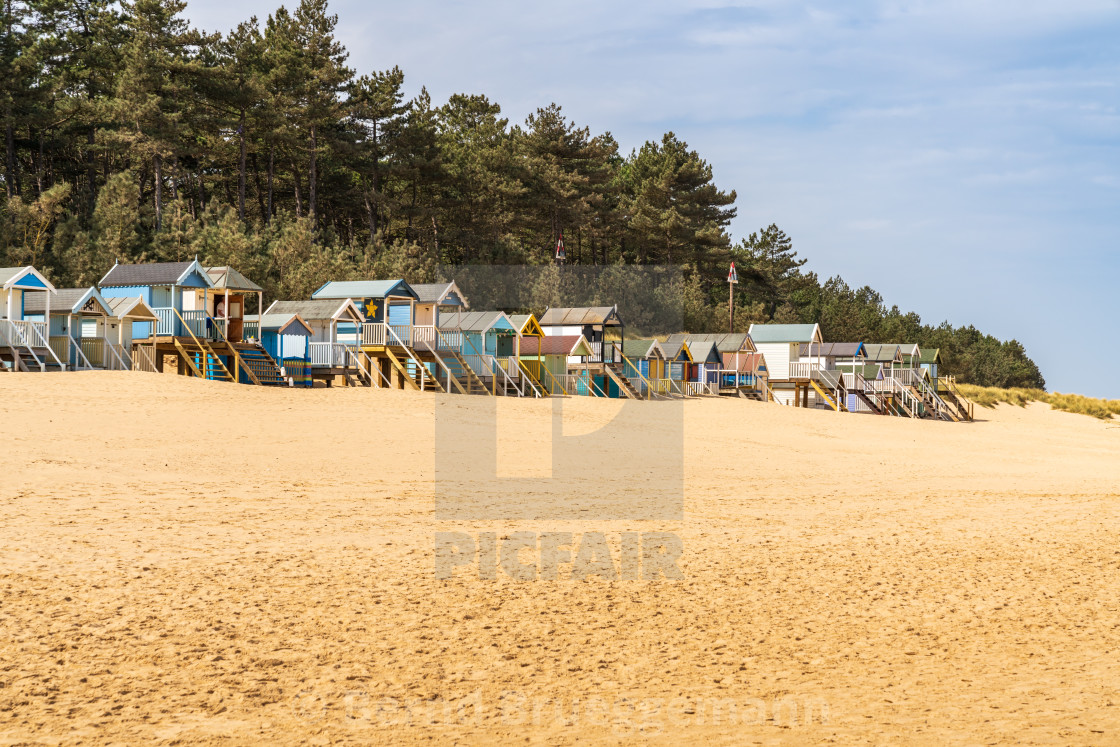 "Beach Huts in Wells-next-the-Sea, Norfolk, England" stock image