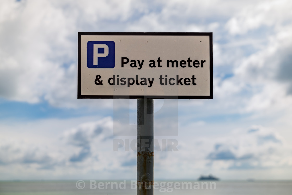 "Sign: Pay at meter & display ticket" stock image