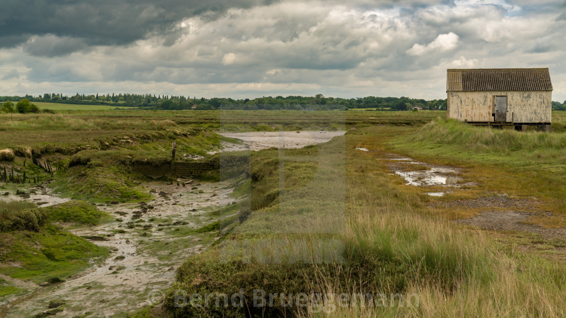 "Marshland near the River Crouch, England, UK" stock image