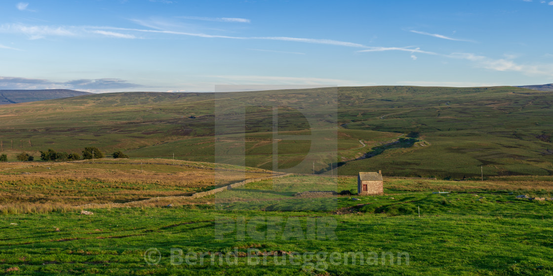 "Cumbria landscape with a stone hut" stock image