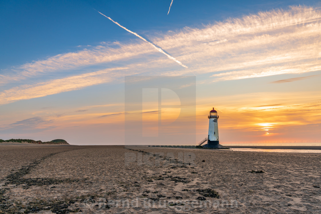 "Talacre Lighthouse, Clwyd, Wales, UK" stock image