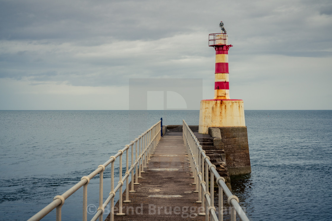 "The Amble Pier Lighthouse, England, UK" stock image