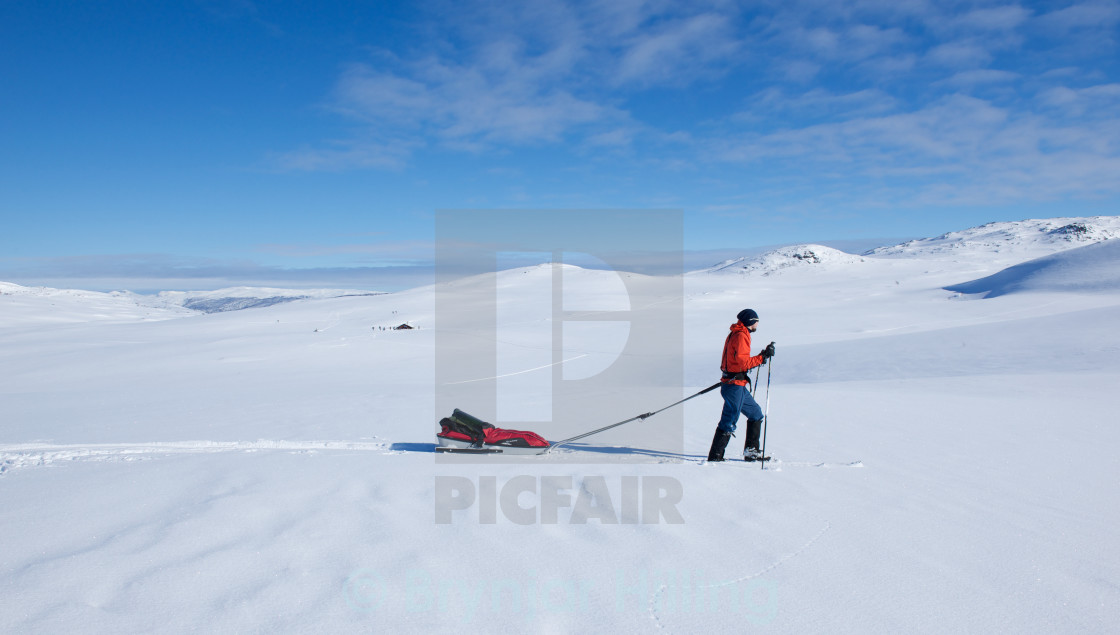 "skiing in the mountains" stock image