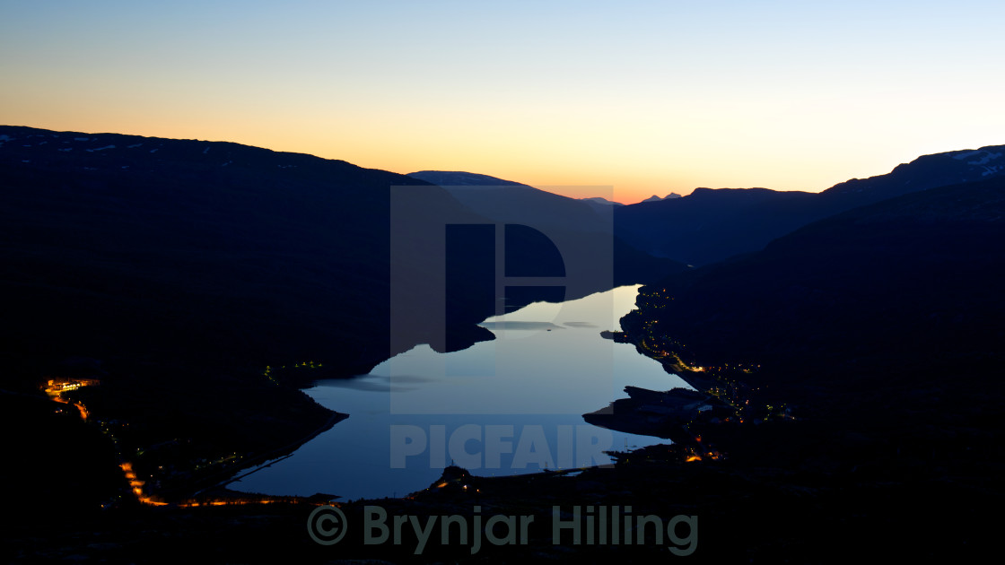 "Night view over small town" stock image