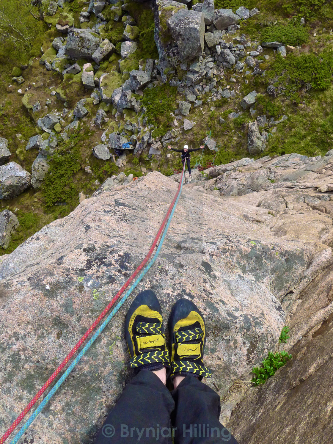 "Climbing in the mountains" stock image