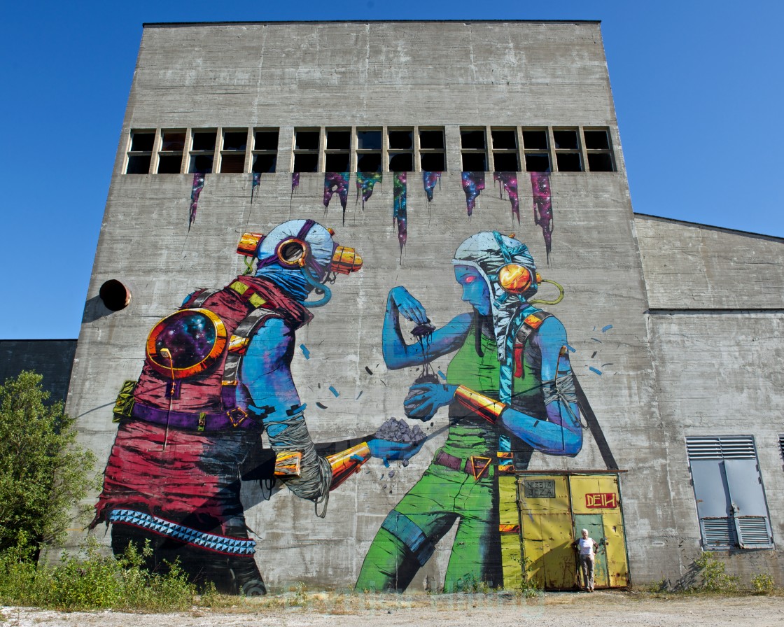 "Colourful street art on building" stock image