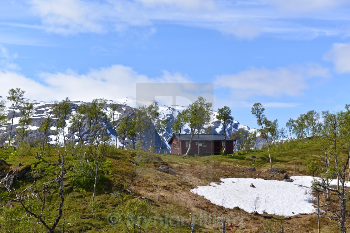 "small hut in the mountains" stock image