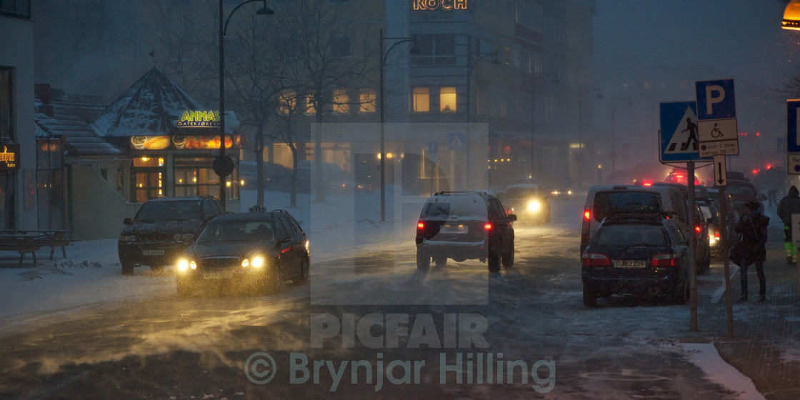 "Cars in the street in Norway" stock image