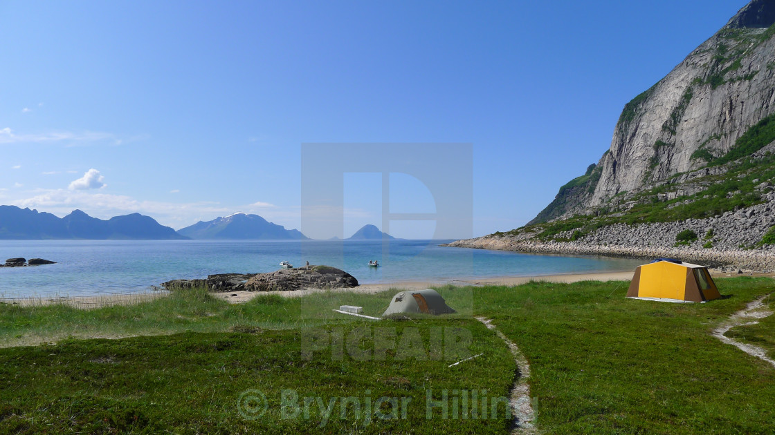 "Retro house tent by the sea" stock image