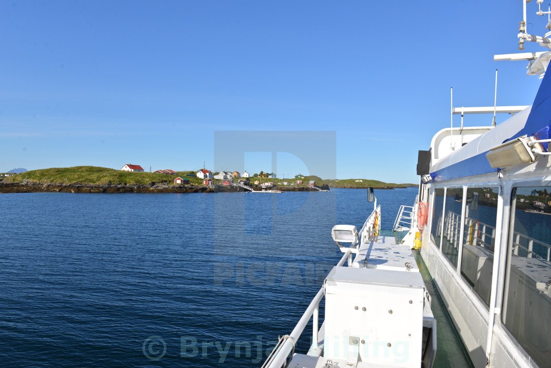 "Islands in Northern Norway seen from boat" stock image