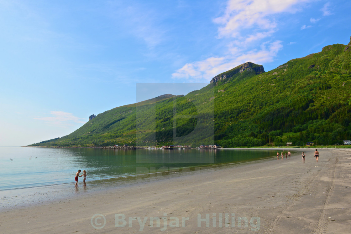 "Children playing on the beach" stock image