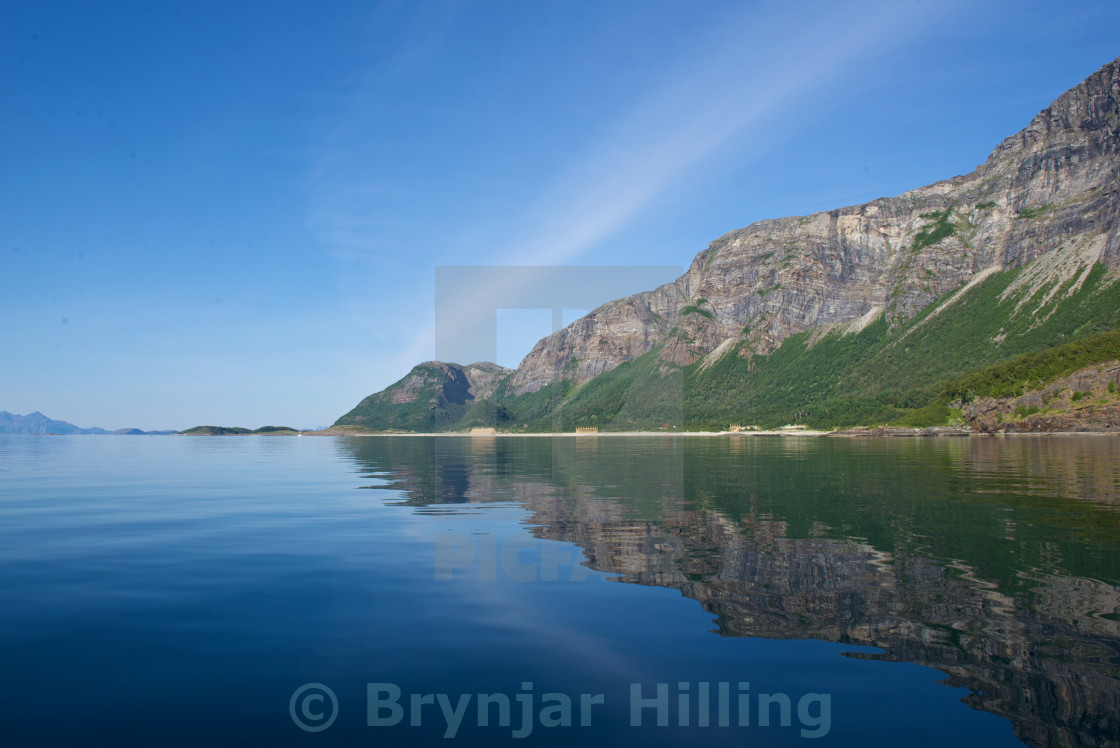 "Ocean and land seen from boat" stock image