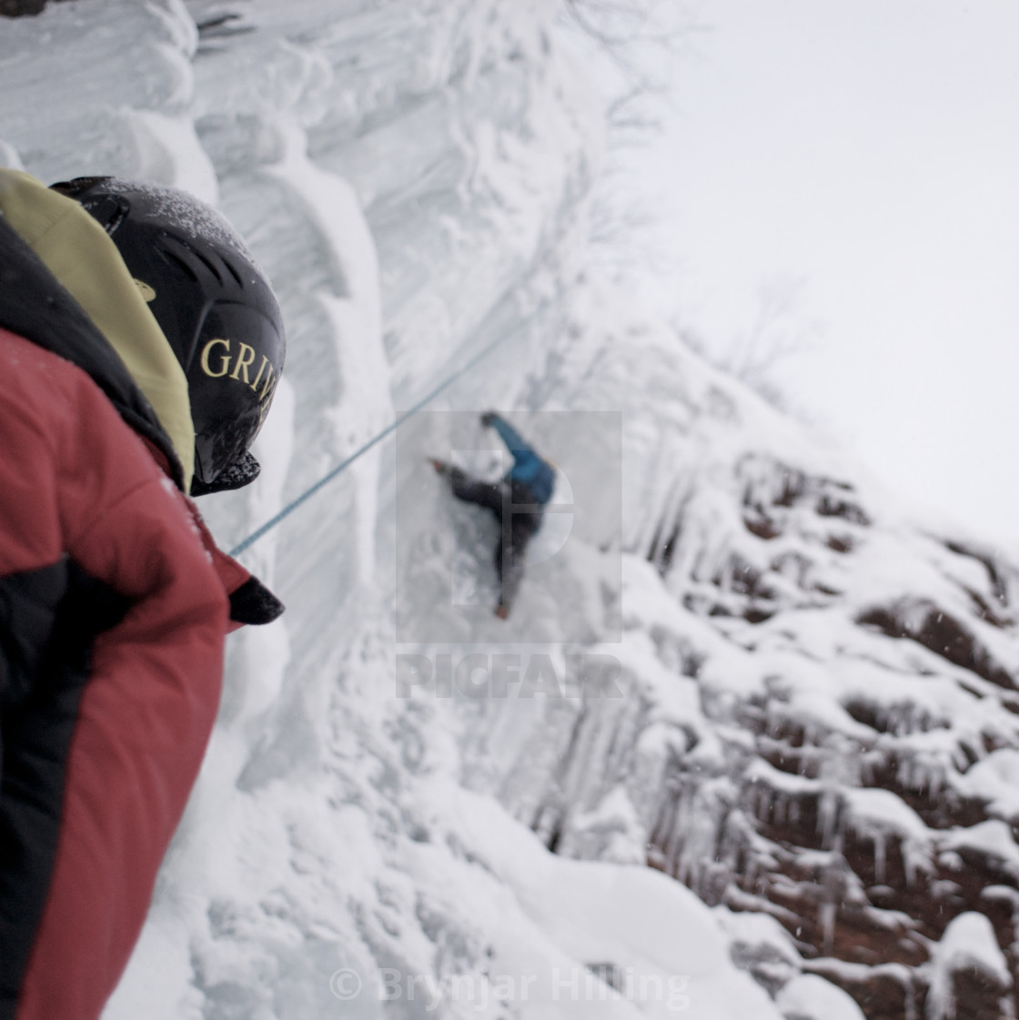 "Ice climbing in the arctic" stock image