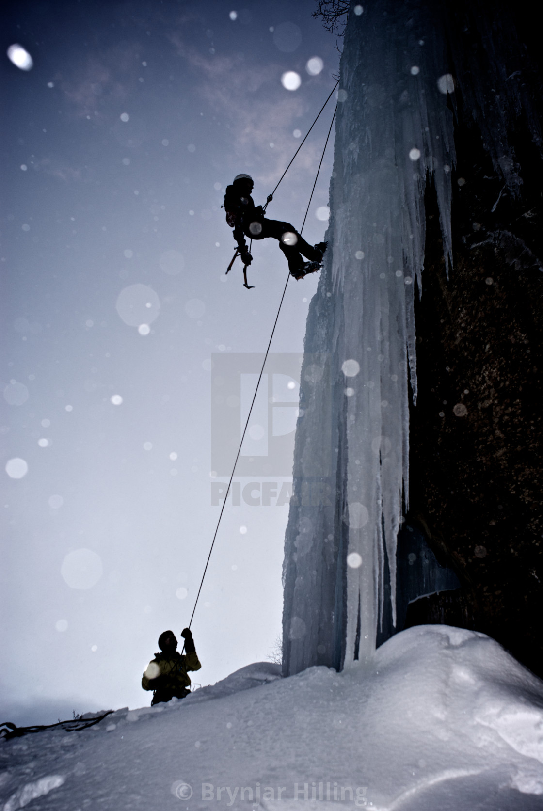 "Ice-climbing in the arctic" stock image