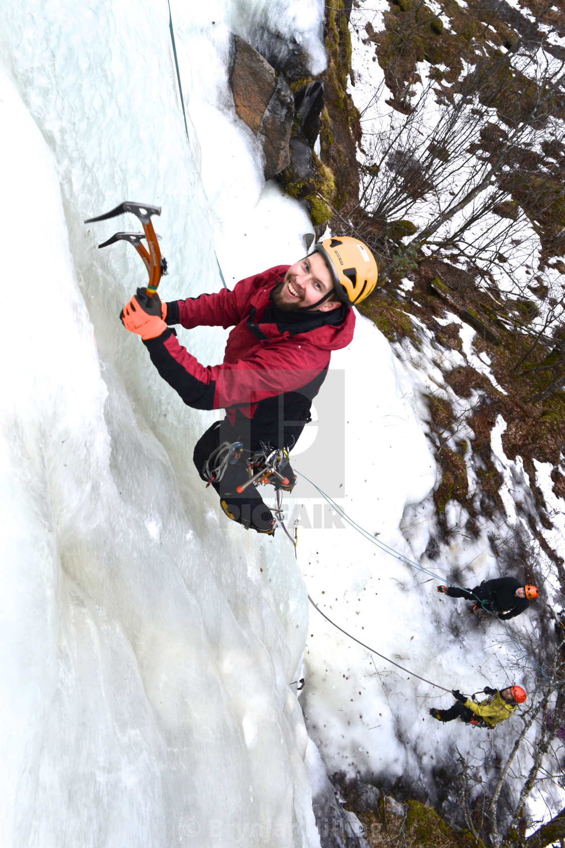 "Ice-climbing in the arctic" stock image