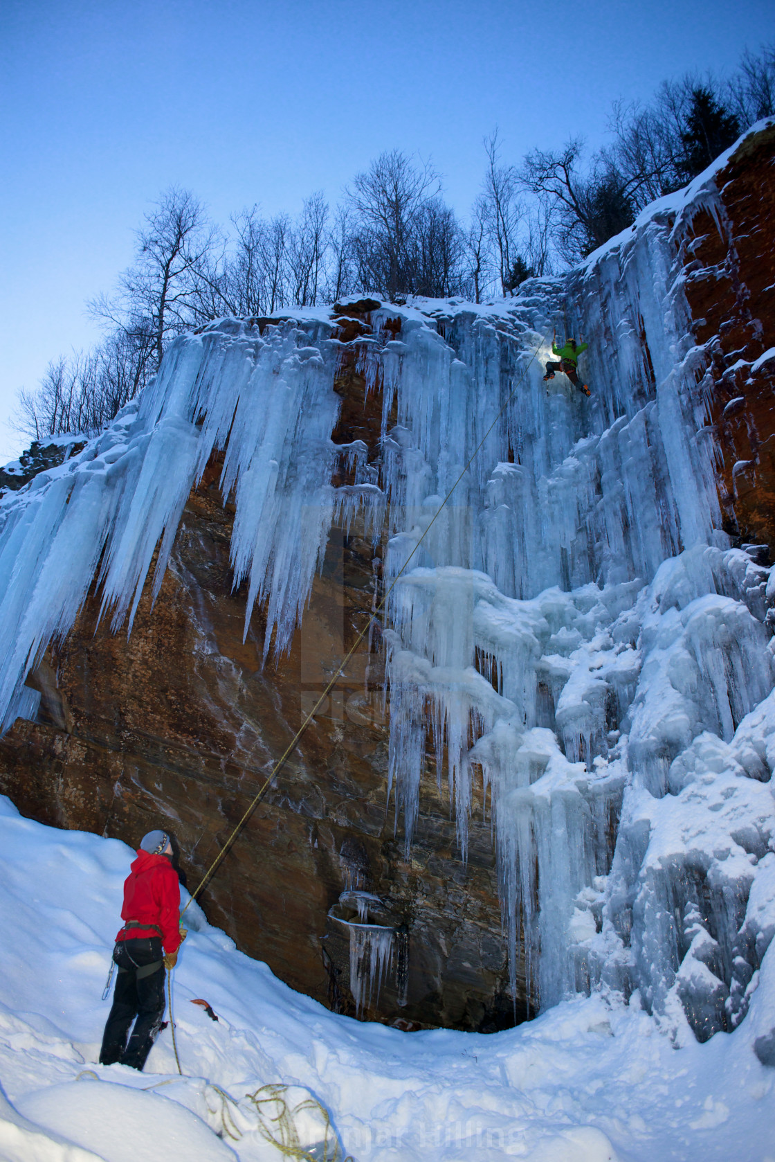 "Ice-climbing in the arctic" stock image